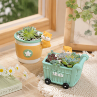 Adorable pot de fleurs en résine en forme de chiot, pot à succulentes mignon, décoration de bureau et d'étagère, cadeau Kawaii
