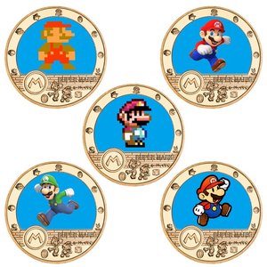 Pièce commémorative populaire de la marque Mario, à thème anime, plaquée or, en fer moulé sous pression, imprimée en typographie, cadeau souvenir, artisanat métallique - Product Image 1