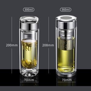 Double Walled Glass Water Cup With Tea Water Separation 304 Stainless Steel Infuser For Tea And Water - Product Image 2