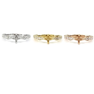 Livraison Rapide, Conception Personnalisée, Haute Qualité, Bagues de Fiançailles Semi-Montées en Or Blanc Massif 18 carats avec Diamants Réels SI 1~2, pour Mariage et Fêtes - Product Image 4