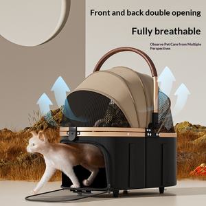 Chariot pour animaux de compagnie en métal pour chiens et chats - Cage légère, détachable et pliable à 4 roues pour une utilisation en extérieur - Product Image 3