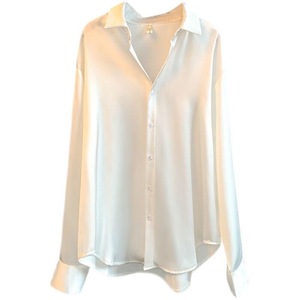 Atasan Satin Wanita Kancing Longgar Kemeja OL Grosir Kerah Vintage Lengan Panjang Musim Gugur Musim Semi Kerah Turun untuk Wanita 7 Warna Kasual - Product Image 5