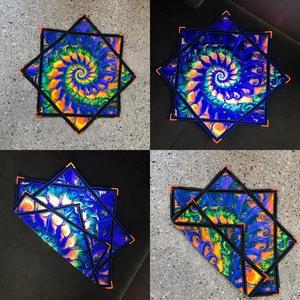 منديل مخصص بتصميم نجمة دوارة، يتفاعل مع الأشعة فوق البنفسجية، بألوان زاهية، شكل مربع، نجمة دوارة ساخنة دابو - Product Image 3