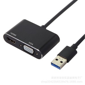 Adaptateur Usb vers Hdmi Vga, convertisseur à double sortie pour ordinateur portable, en matériau ABS - Product Image 4