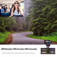 Caméra embarquée WiFi 1080P à triple objectif avec surveillance de stationnement 24h/24 et enregistreur vidéo de voiture