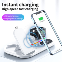 Draagbare 30W wekker opvouwbare magnetische draadloze oplader snelladen 4-in-1 multifunctioneel met geïntegreerde houder RGB lamp A06