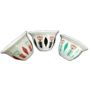 Lot de 12 tasses à café et thé en céramique personnalisées, motif floral blanc, 65/90/120 cc, en porcelaine, sans anse - Product Image 2