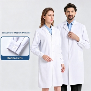 Bata Blanca Profesional para Hombre y Mujer, Mangas Elásticas, No Transparente, Corte Entallado, Sin Arrugas, Uniforme de Enfermería, Chaqueta de Laboratorio - Product Image 2