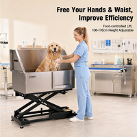 Baignoire électrique pour chien ALFAPET AP-907S en acier inoxydable, baignoire de toilettage pour animaux de compagnie avec hauteur réglable, pédale pour salon