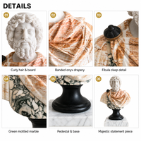 Buste de Zeus en marbre classique multi-tonalités, sculpté à la main, couleurs mélangées, statue de Jupiter, dieu grec, pour hall de luxe
