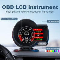 Compteur automobile multifonction F8 avec écran TFT, affichage de la température de l'eau et de l'heure, OBD2+GPS, compteur de vitesse de voiture