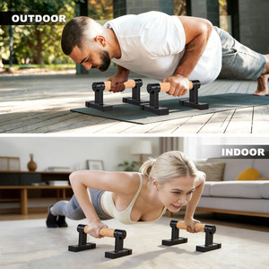 Barras de Madera para Flexiones, Barras Paralelas Antideslizantes para Calistenia, Ejercicios en el Suelo, Madera Sólida con Metal Resistente - Product Image 4