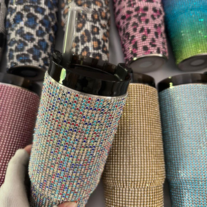 Bedazzled Glittery Crystal Water Cup Sparkly Rhinestone Diamond Bling Tumbler with Straw and Lid <b>Glass</b> Drinkware - Product Image 3