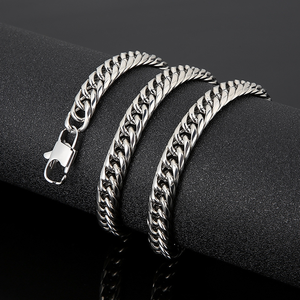 Hot Sale Stainless Steel <b>Titanium</b> Steel Geometric Curb <b>Chain</b> Necklace Silver Polished Hip Hop Jewelry Wholesale - Product Image 5