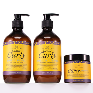 4c <span class=keywords><strong>Afro</strong></span> Lockenpflege-Set Sulfatfreies Rizinusöl Nährendes Locken-Shampoo für Schwarze Frauen - Product Image 1