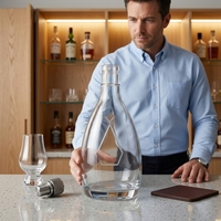 Bouteille de vin en verre en forme de larme 700 ml, bouteille de vin en verre à parois épaisses, adaptée à l'emballage du whisky, du brandy et de la vodka