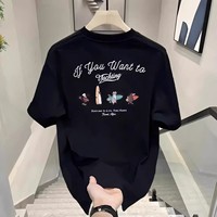 T-shirt en coton pour homme à imprimé animal de dessin animé surfeur, col rond, manches courtes, décontracté, streetwear, idéal pour les vacances, personnalisable en usine, vente en gros
