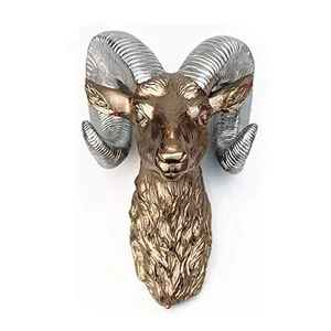 Wall Sculpture Decor Animal Goat Sheep Statue Faux Taxidermy Ornaments