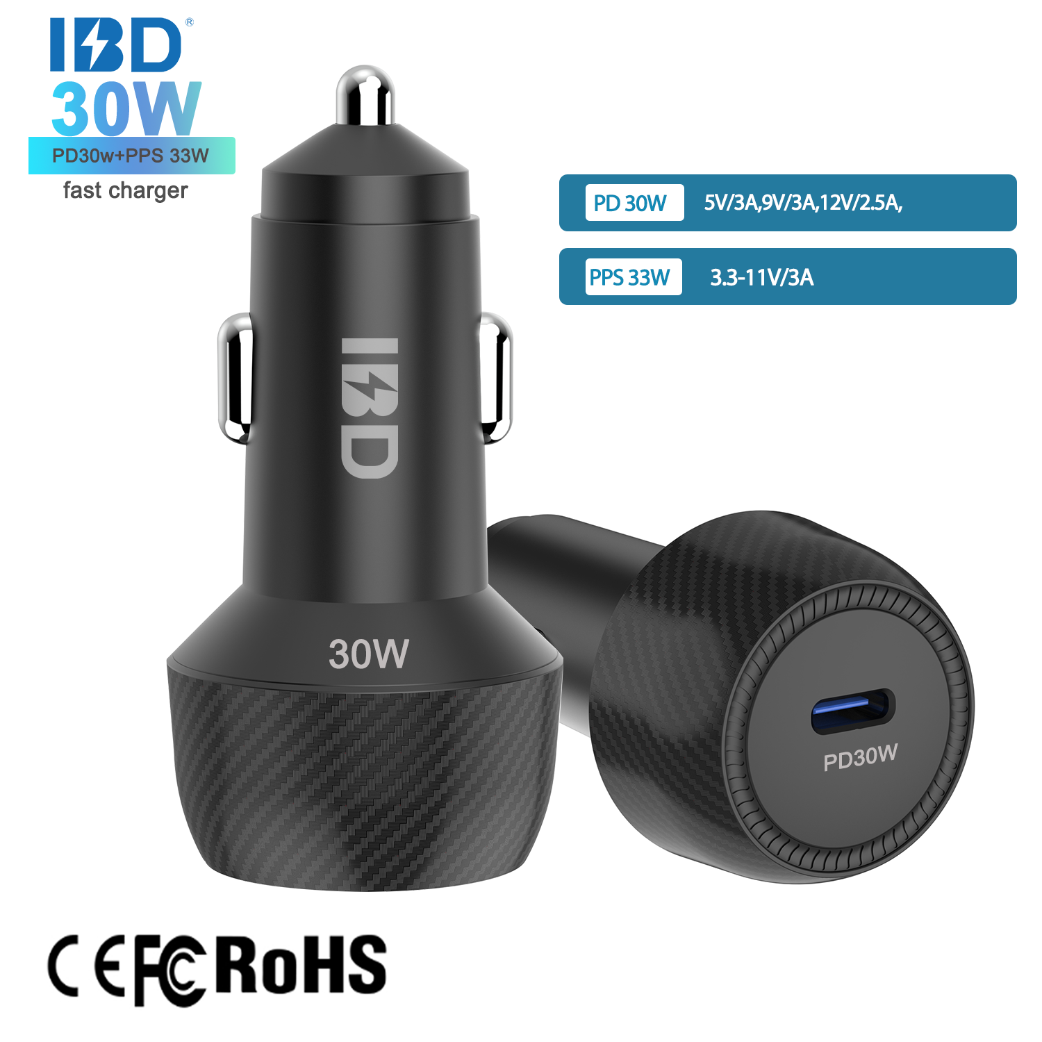 1Type-C 30W Fast Car Charger