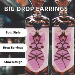 Pendientes de gota grandes de acrílico para mujer, 1 par, Sexy desnudo, tetas grandes, colgante de mujer, encuadernación de cuerda, color negro, hipérbole - Product Image 2