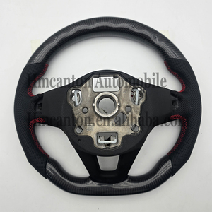 Productos populares Volante LED de fibra de carbono de cuero perforado para Volkswagen VW Passat Golf 7 Volante - Product Image 4