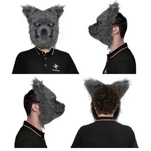 قناع شعر مستعار مستعار من Halloween على شكل ذئب ماء لاصق مع فم متحرك وقناع رأس ذئب قناع وجه كامل على شكل حيوان لطيف ومضحك - Product Image 3