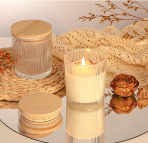 Bocaux à bougies en verre côtelé épais <span class=keywords><strong>de</strong></span> 7 oz pour la fabrication <span class=keywords><strong>de</strong></span> bougies avec couvercles en bambou hermétiques, mèches et autocollants, pour la fabrication <span class=keywords><strong>de</strong></span> bougies DIY - Product Image 1