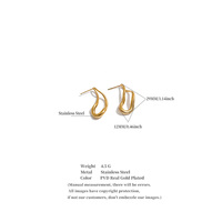 Boucles d'oreilles minimalistes JINYOU 9047 en acier inoxydable plaqué or PVD, design abstrait incurvé, bijoux pour femmes