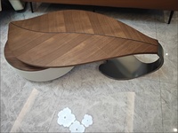 Table basse de salon en bois au design spécial en forme de feuille, luxe léger, style japonais Sabi Wabi, table basse en bois pour villa