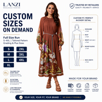 Robe midi personnalisée pour femme à imprimé floral tropical, col froncé, manches longues, élégante, grande taille, vente en gros fabricant
