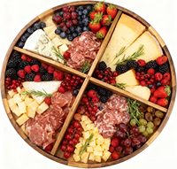 Extragroßes Serviertablett aus Akazienholz, Charcuterie-Brett mit Abnehmbaren Trennwänden zum Servieren von Speisen, 360 °   Drehbare Runde Servierplatten