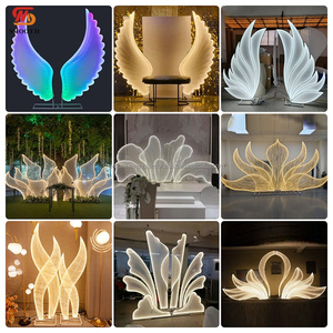 Mịn New Arrival Trắng cánh hoa Led Backdrop đứng sợi kim loại Backdrop đứng cho đám cưới giai đoạn trang trí - Product Image 4