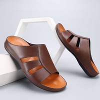 Nouvelles sandales en cuir PU pour hommes du Moyen-Orient, à talon haut, confortables, souples, à bout ouvert, type claquettes, pour l'extérieur, grande taille 46, originales