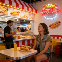 Letrero LED de Neón Retro con Diseño de Hot Dog, Lámpara de Pared Acrílica, Alimentación USB, Regulable, Clasificación IP65, Ideal para Tiendas y Fiestas