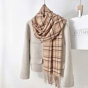 Nouvelle Écharpe Châle en Cachemire Tendance Style Frais Automne Hiver, Plaid Simple Chaud avec Pompons YHK0023 - Product Image 1