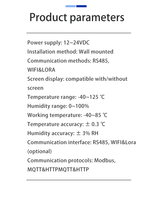 Transmisor de Temperatura/Humedad para Pared/Ducto TH8205, 12-24V, Carcasa Ignífuga de ABS