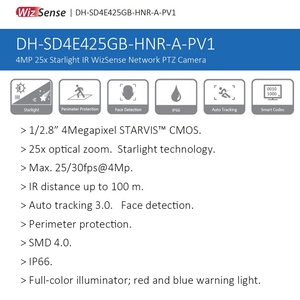 SD4E425GB-HNR-A-PV1 ngoài trời tốc độ cao <span class=keywords><strong>DOME</strong></span> Pan nghiêng 4MP 25x phát hiện khuôn mặt Dahua tioc đầy đủ màu sắc tự động theo dõi PoE PTZ máy ảnh - Product Image 2