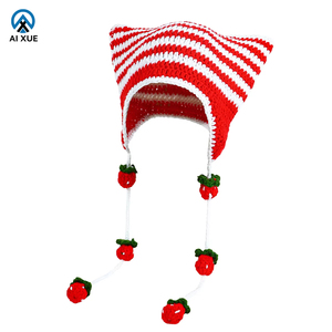 Gorro de ganchillo de invierno acrílico de alta calidad de diseñador <span class=keywords><strong>Kawaii</strong></span>, gorro bordado con parche personalizado, logotipo de dibujos animados, punto Argyle, viaje - Product Image 2