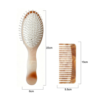 Brosse à cheveux en acétate d'ambre personnalisée en gros de l'usine JUNYI avec picots en nylon et peigne à dents larges en TPR – Kit de soin quotidien