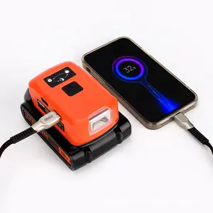 Battery Adapter Charger for Black & Decker 20V Li-ion Battery Power Source with 3W LED Light, 2 USB Ports, 12V DC Port
