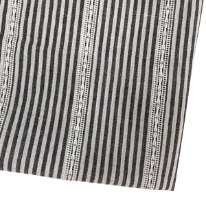 Урожай тканая Органическая хлопчатобумажная пряжа окрашенная синяя белая полоса с вышивкой отделочная ткань с цветной картой
