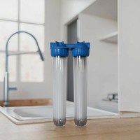 Système de purification d'eau manuel sous l'évier, 20 pouces, double étage, 800 GPD, écologique, en plastique, avec filtre à charbon actif italien
