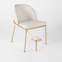 Chaise de salle à manger moderne et simple avec pieds en métal, revêtement en velours, coussin d'assise et dossier, mobilier de maison de loisirs, chaise de restaurant
