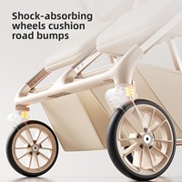 Poussette double pour jumeaux pliable à quatre roues en alliage d'aluminium aérospatial, haute vue, portable et multifonctionnelle pour le camping