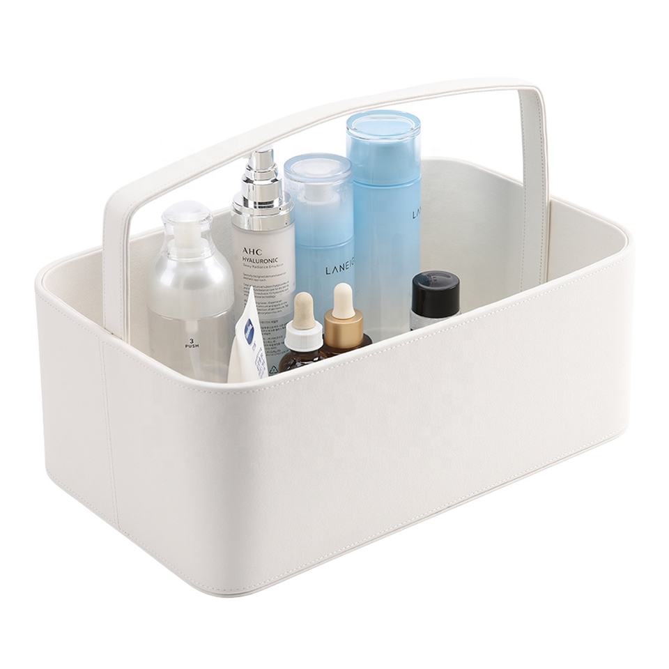 Luxury Custom Logo PU Leather Portable Storage Baskets Desk Organizer ...