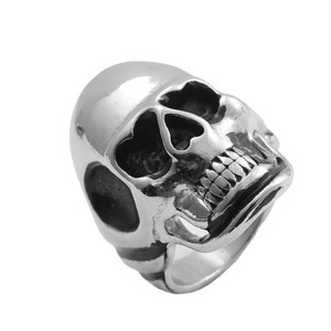Skull <b>Ring</b> <b>Titanium</b> Steel Silver Men's Fashion Jewelry Gift Punk Style Geometric Design 280661 - Product Image 4