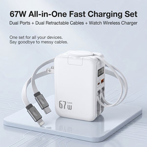 Chargeur rapide multi-ports <span class=keywords><strong>67W</strong></span> GaN avec câble rétractable, affichage numérique de la puissance, double prise Type C pour iPhone, <span class=keywords><strong>Apple</strong></span> Watch, iPad - Product Image 3