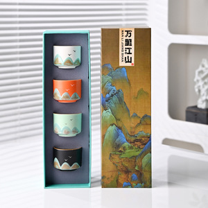 Nuova Tazza Singola in Ceramica Dipinta a Mano, Lusso Stile Nazionale, Design Montagne e Fiumi, Creativa e Culturale, Disponibile - Product Image 3