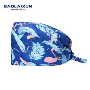 Gorros quirúrgicos estampados bonitos para hombres y mujeres, gorros <span class=keywords><strong>de</strong></span> enfermera elásticos <span class=keywords><strong>de</strong></span> algodón puro para salón <span class=keywords><strong>de</strong></span> belleza, quirófano, gorros dentales orales informales - Product Image 3