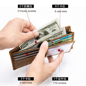 Custom Bifold Leather <b>Wallet</b> RFID Blocking Genuine Leather <b>Wallet</b> Men's Credit Card <b>Holder</b> - Product Image 3